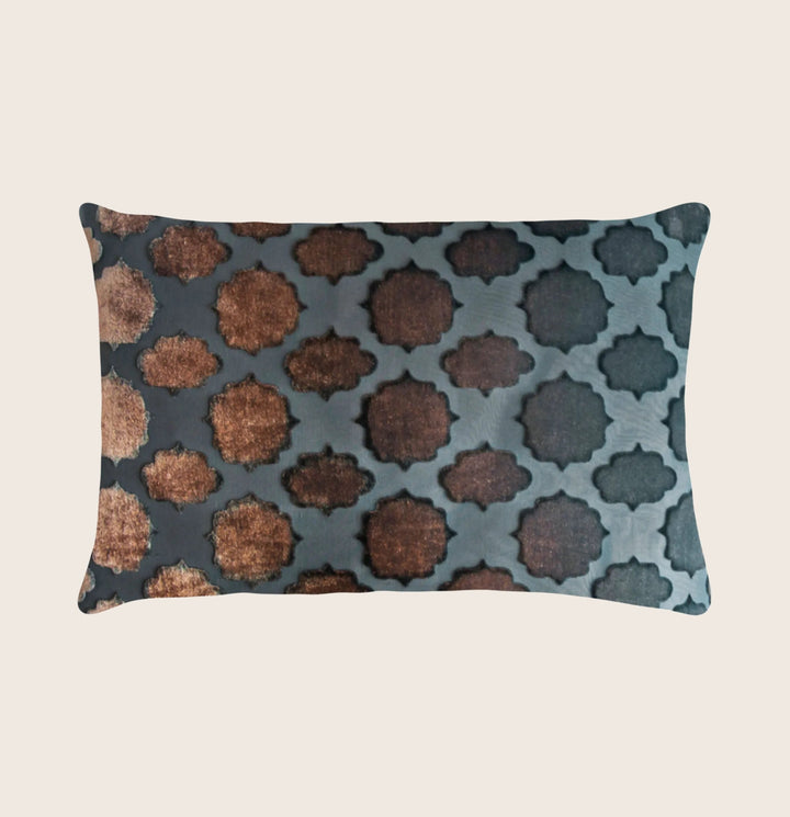 Mod Fretwork Velvet Pillow, Gunmetal