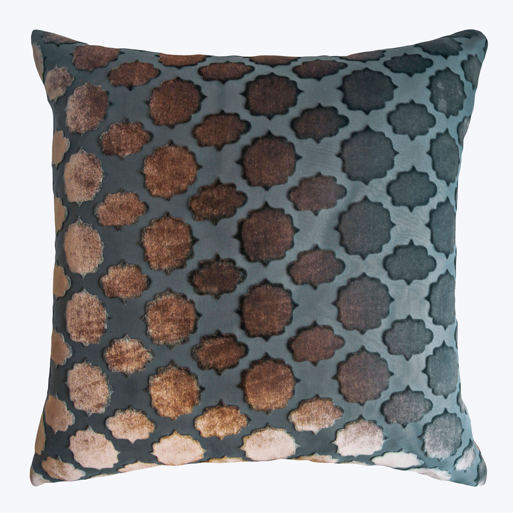 Mod Fretwork Velvet Pillow, Gunmetal 18" x 18"