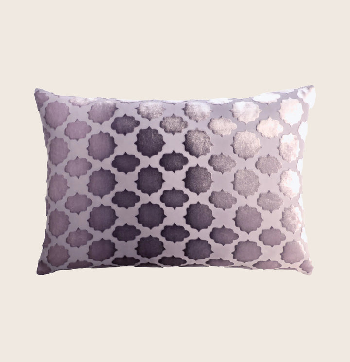 Mod Fretwork Velvet Pillow, Thistle