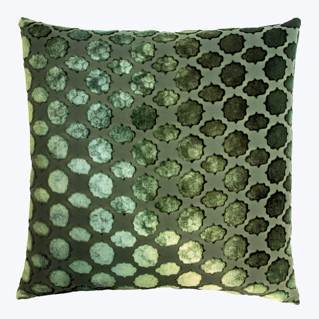 Mod Fretwork Velvet Pillow, Evergreen 22" x 22"