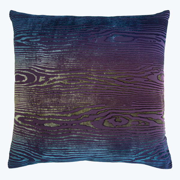 Woodgrain Velvet Pillow, Peacock 22" x 22"