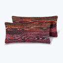 Set of 2 Mini Woodgrain Velvet Pillows, Wildberry Default Title