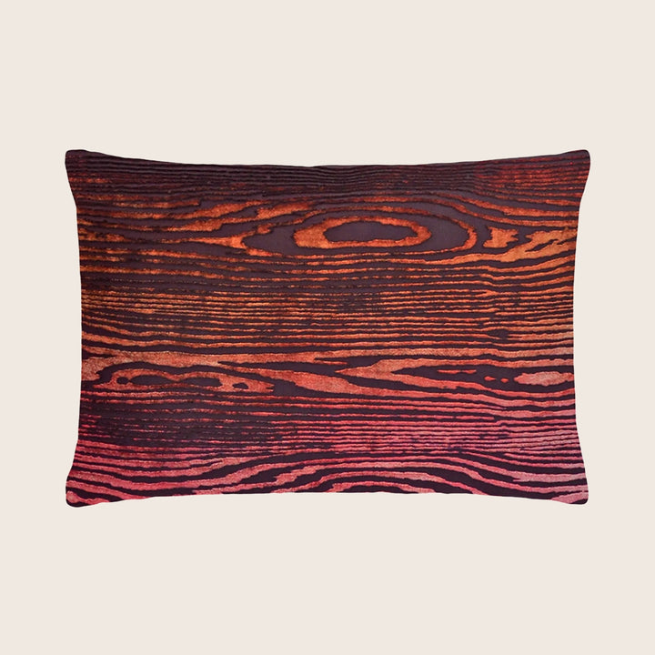 Woodgrain Velvet Pillow, Wildberry