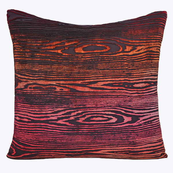 Woodgrain Velvet Pillow, Wildberry 22" x 22"