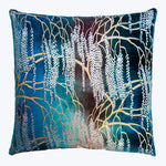 Metallic Willow Velvet Pillow, Peacock 22" x 22"