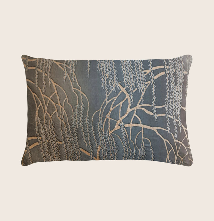 Willow Metallic Velvet Pillow, Gunmetal