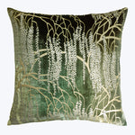 Metallic Willow Velvet Pillow, Evergreen 22" x 22"
