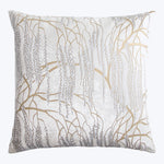 Metallic Willow Velvet Pillow, White 22" x 22"