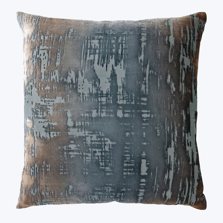 Brushstroke Velvet Pillow, Gunmetal 22" x 22"