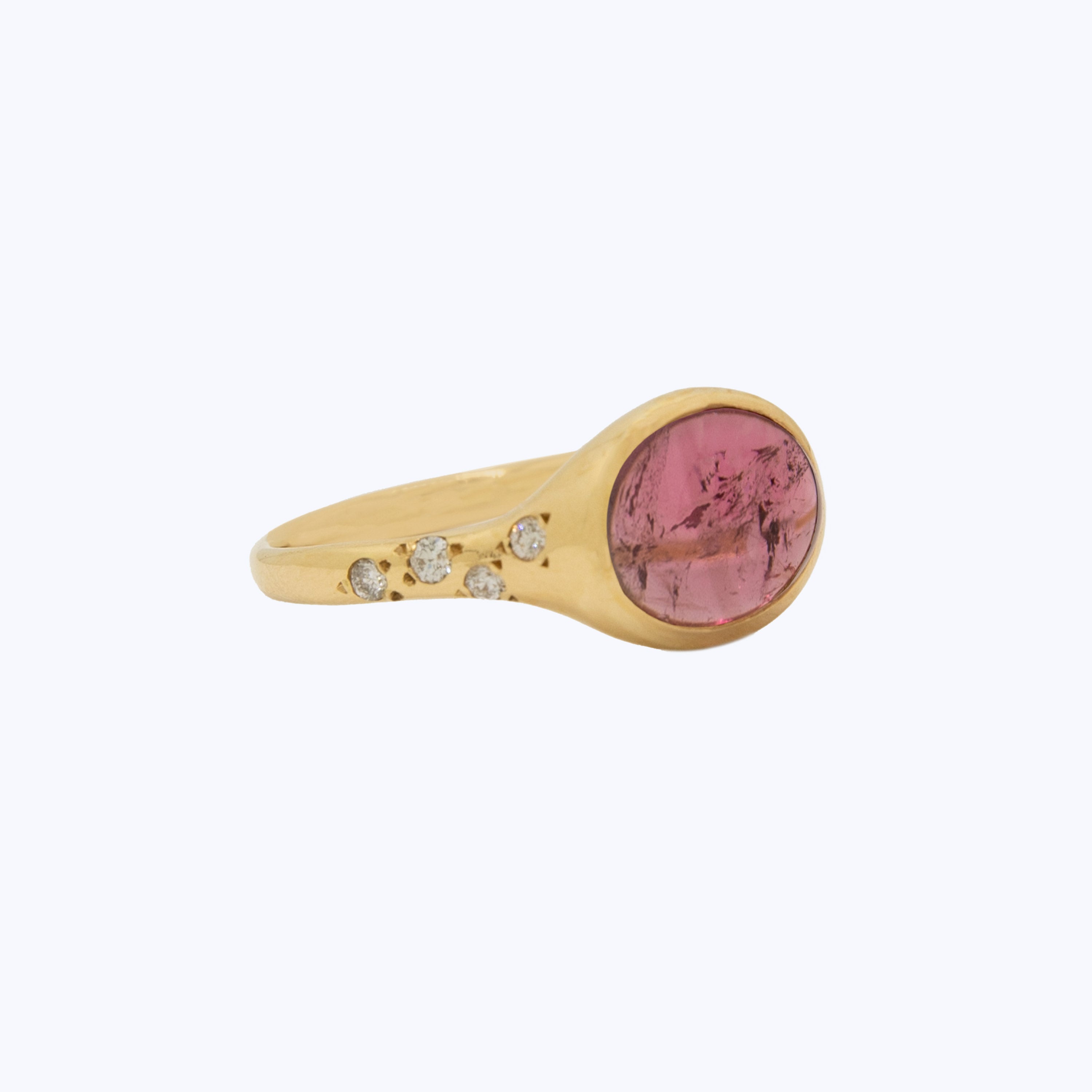 Watermelon Candy Rubellite and Diamond Ring