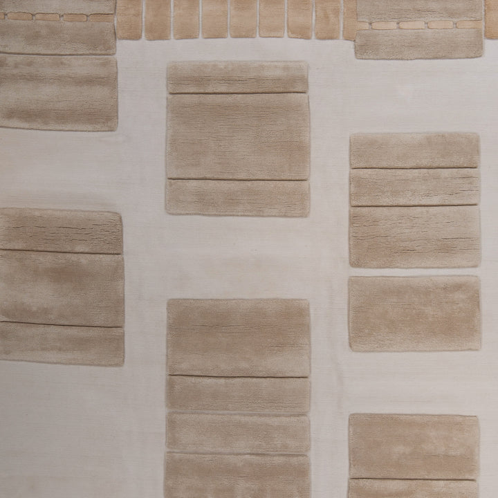 Modern Wool/Silk Cream Rug - 9' x 12'