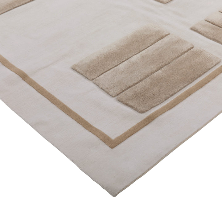 Modern Wool/Silk Cream Rug - 9' x 12'