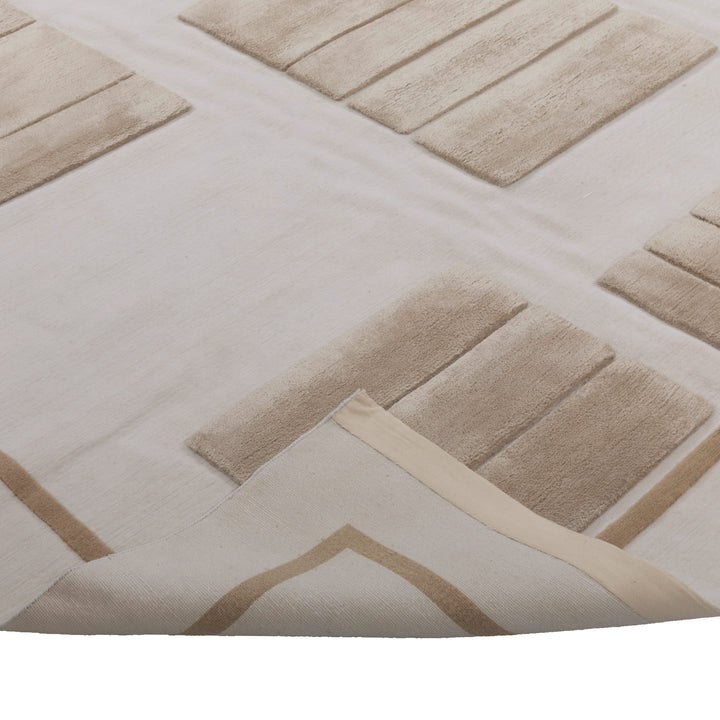Modern Wool/Silk Cream Rug - 9' x 12'