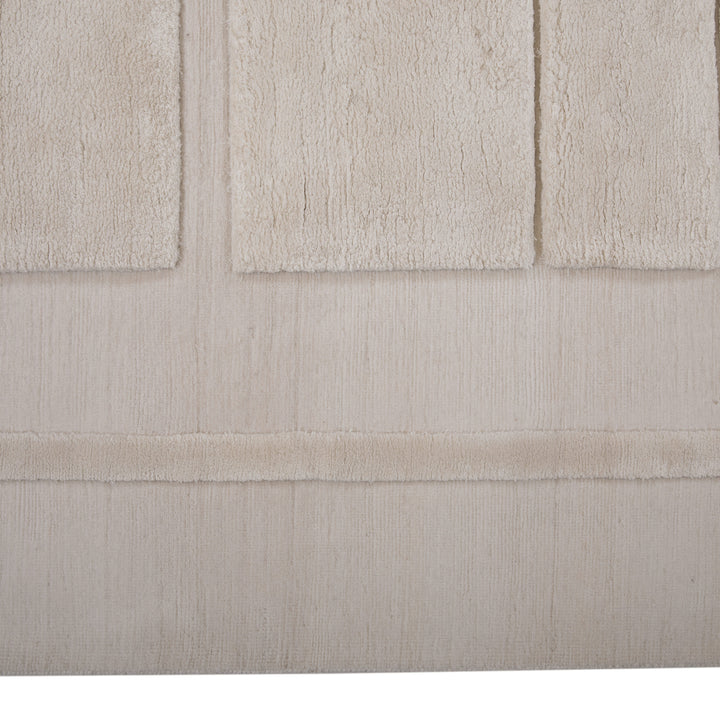 Modern Wool/Silk White Rug - 9' x 12'