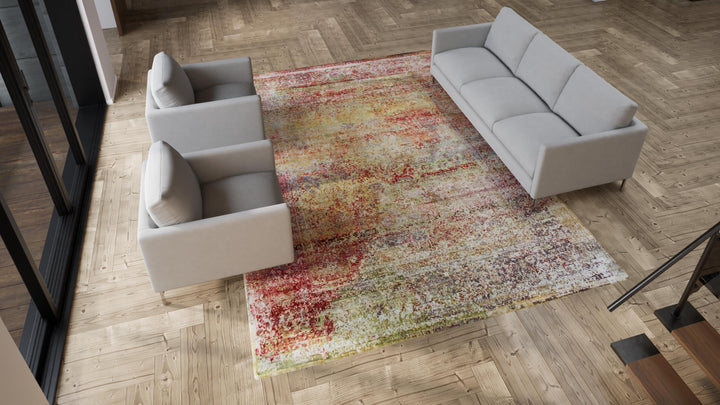 Multicolored Transitional Silk Rug - 8'11" x 12'4"