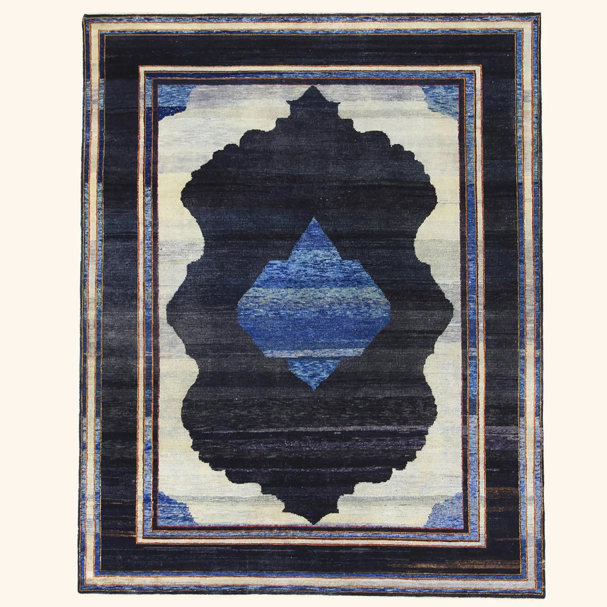 Blue Traditional Wool Rug - 8'9