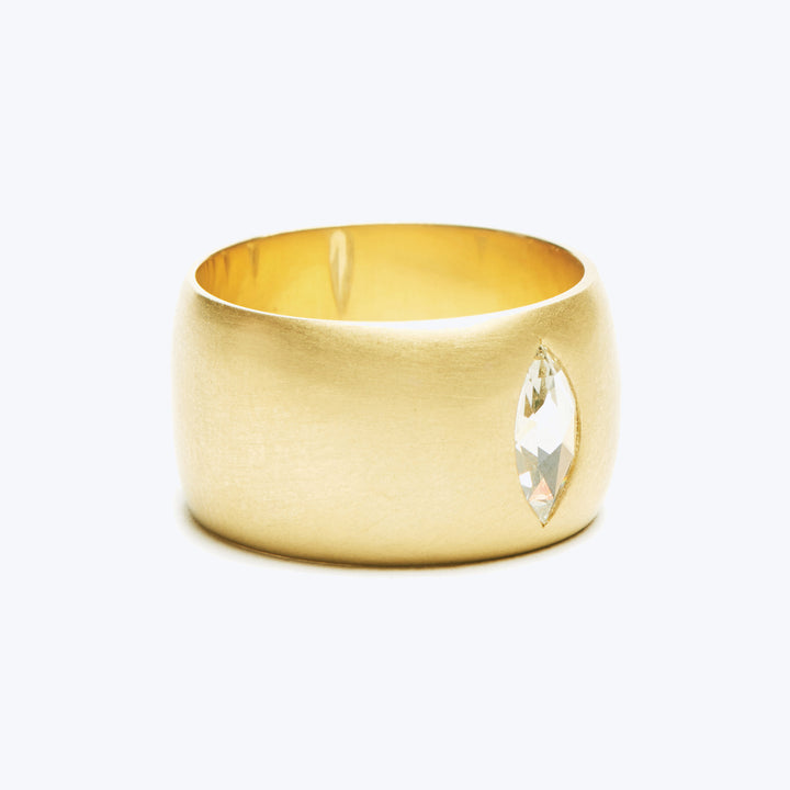 wide gypsy band with marquise rose cut Default Title