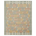 Green Modern Wool Silk Blend Rug - 7'10" x 9'10"