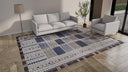 Blue Modern Wool Silk Blend Rug - 9'1" x 12'1"