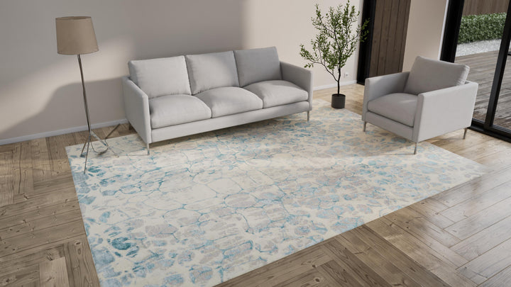 Blue Modern Abstract Rug, Birch - 9' x 12'
