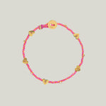 Ruby Heart Charms Bracelet in Magenta and Neon Peach