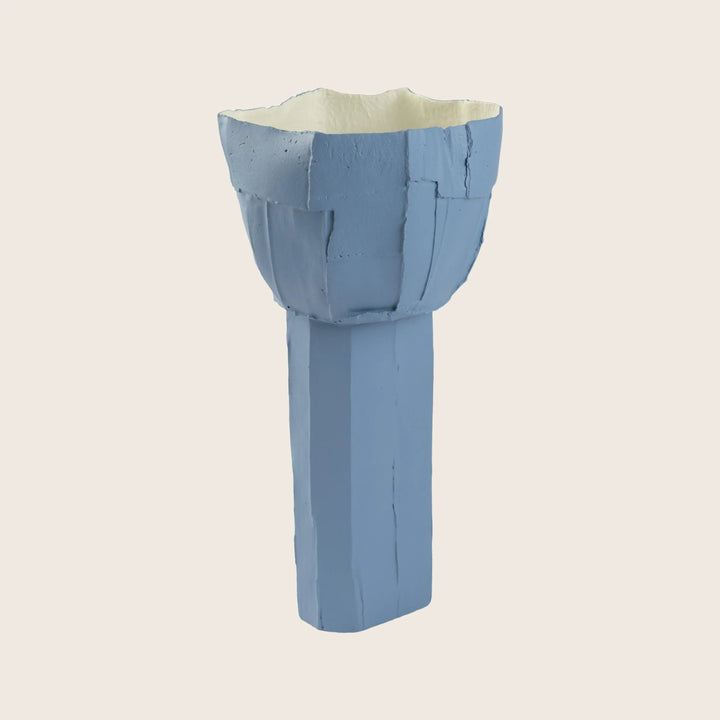Digital rendering of rustic blue chalice with creamy white interior