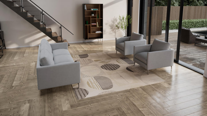 Silver & Sand Modern Silk Cotton Blend Rug - 8' x 10'