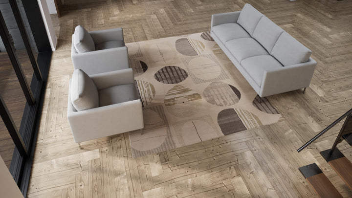 Silver & Sand Modern Silk Cotton Blend Rug - 8' x 10'