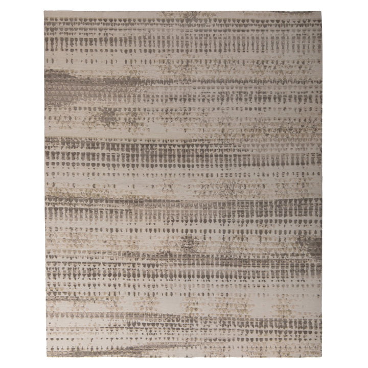 Modern Handknotted Wool & Silk Silver White Rug -8' X 10' Default Title