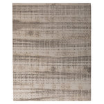 Modern Handknotted Wool & Silk Silver White Rug -8' X 10' Default Title