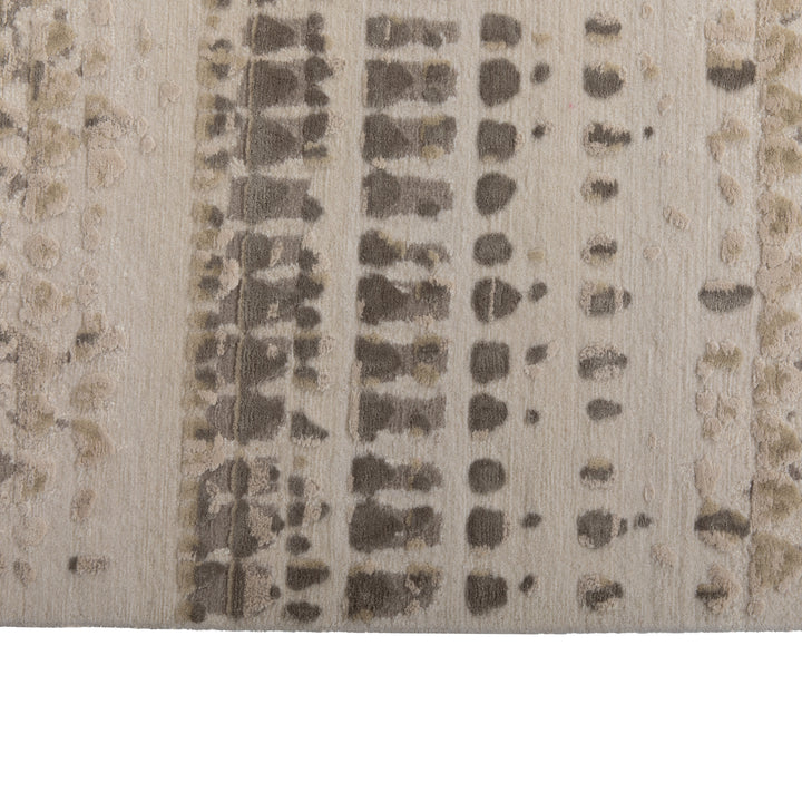 Modern Handknotted Wool & Silk Silver White Rug -8' X 10' Default Title