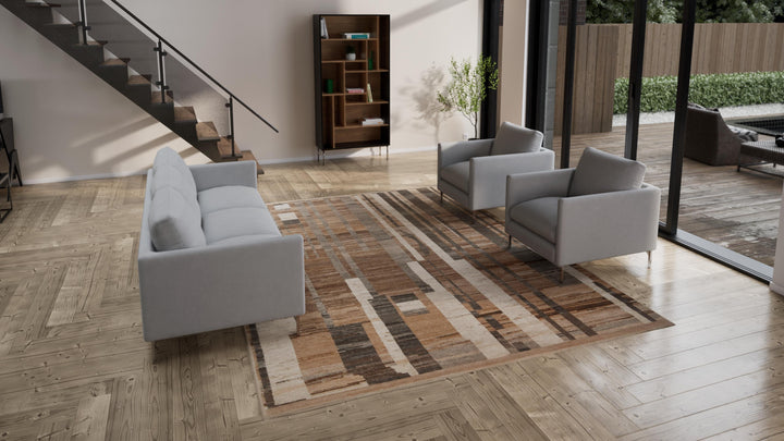 Brown Modern Wool Rug - 9'1" x 11'11"
