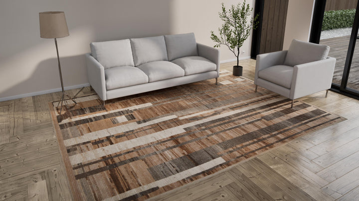 Brown Modern Wool Rug - 9'1" x 11'11"