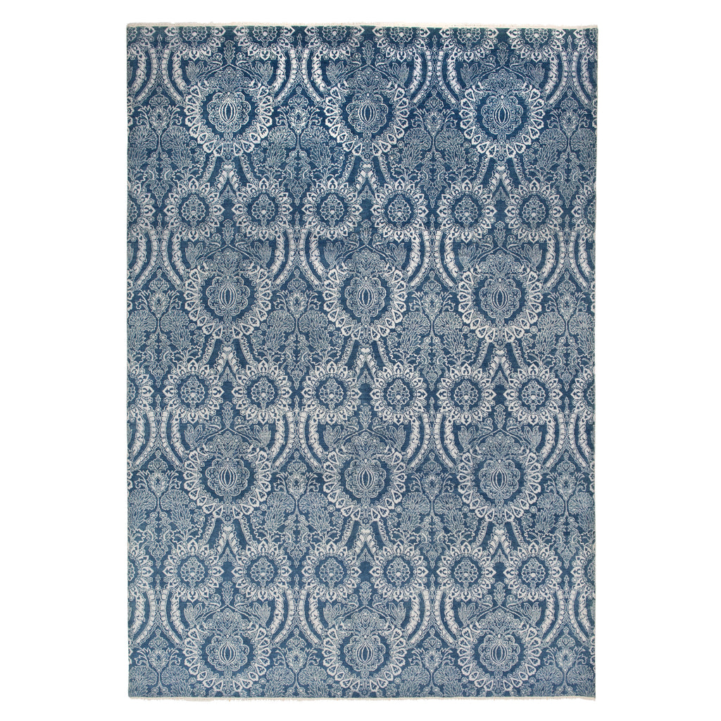 Blue Modern Mosaic Wool Rug - 9'1" x 12'3"