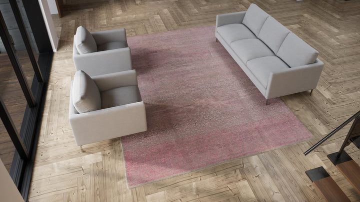 Pink Modern Wool Blend Rug - 9' x 12'4"