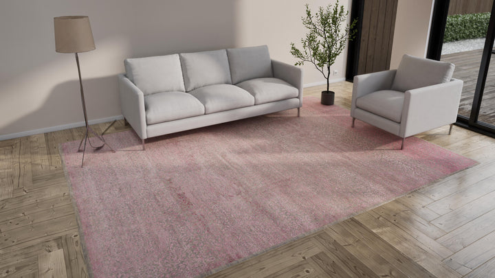 Pink Modern Wool Blend Rug - 9' x 12'4"