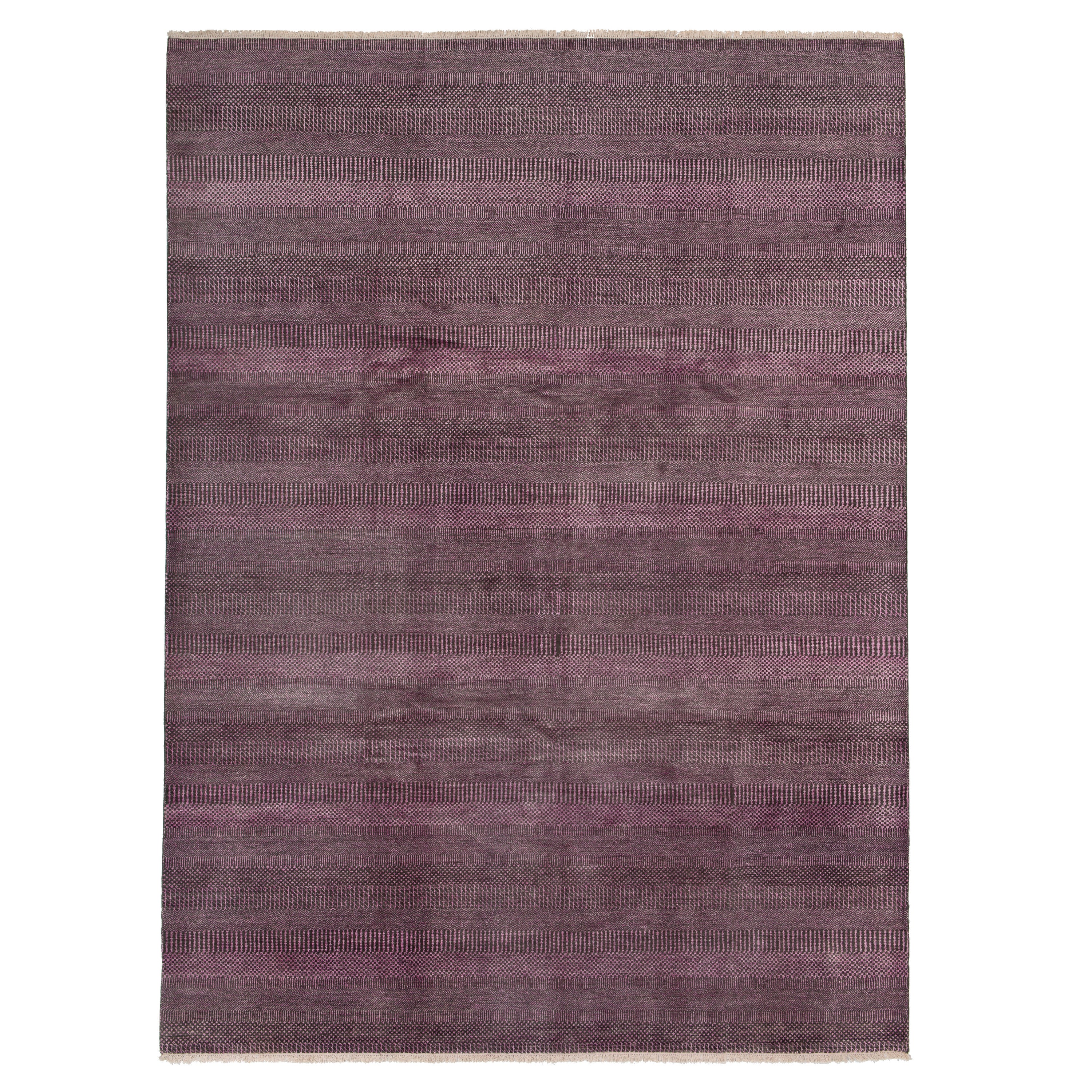 Purple Modern Wool Silk Blend Rug - 9'1" x 12'4"