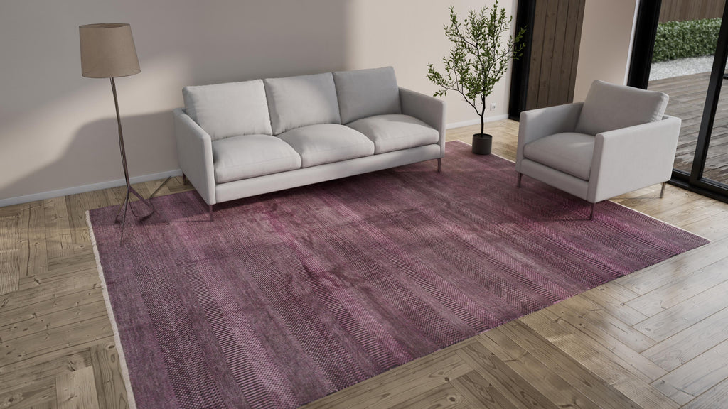 Purple Modern Wool Silk Blend Rug - 9'1" x 12'4"