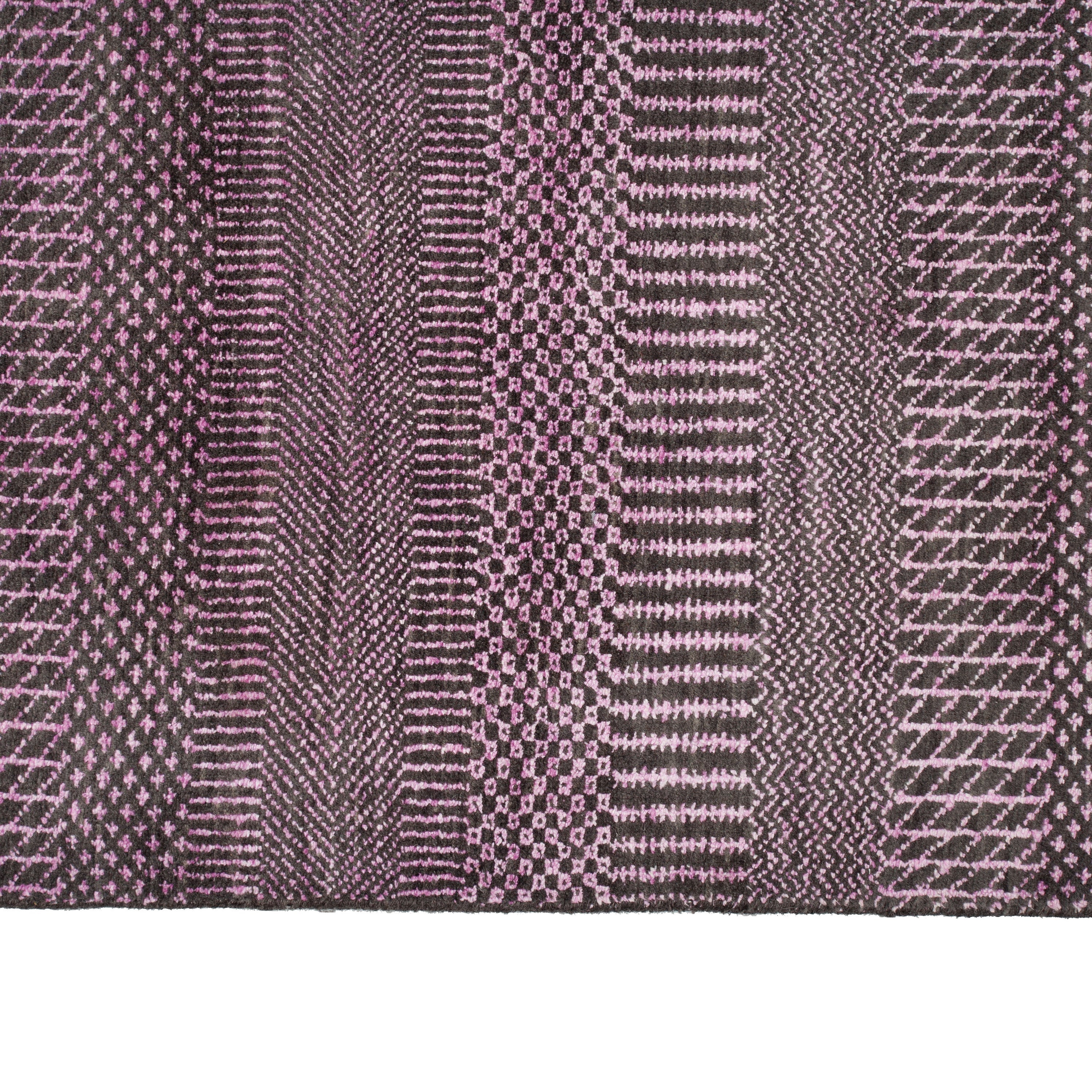 Purple Modern Wool Silk Blend Rug - 9'1" x 12'4"