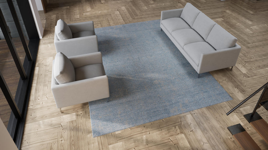 Blue Modern Wool Rug - 9'1" x 11'10"