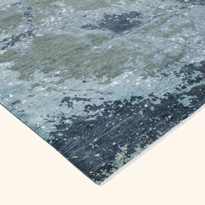Blue Modern Wool Rug - 9'1" x 12'2"
