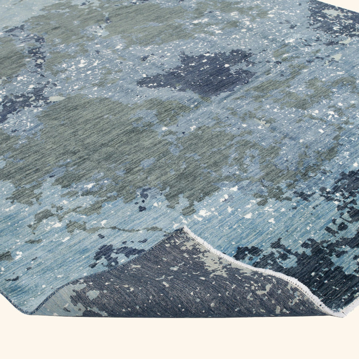 Blue Modern Wool Rug - 9'1" x 12'2"