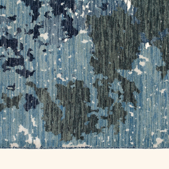 Blue Modern Wool Rug - 9'1" x 12'2"