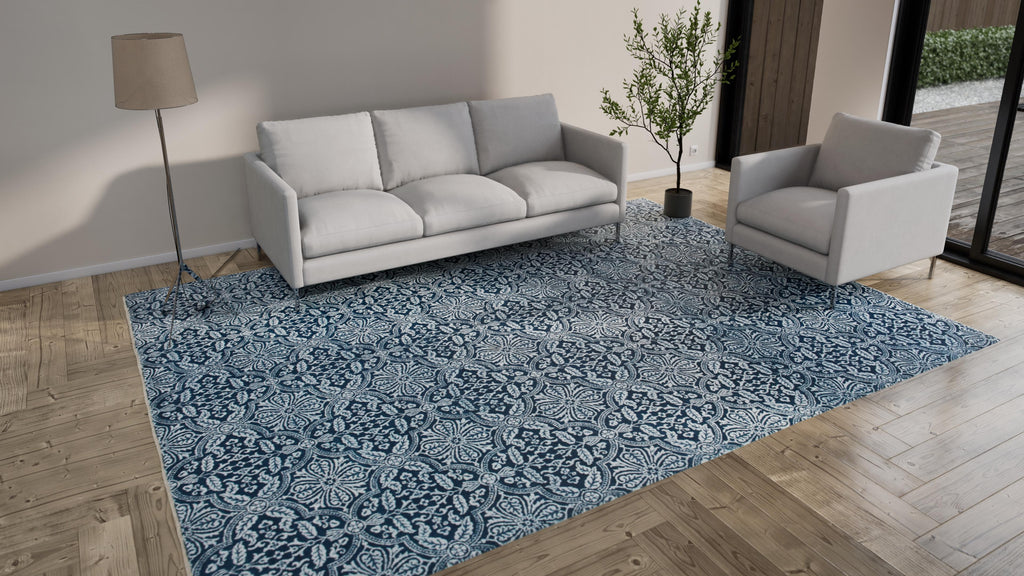 Blue Modern Wool Rug - 9'1" x 12'3"