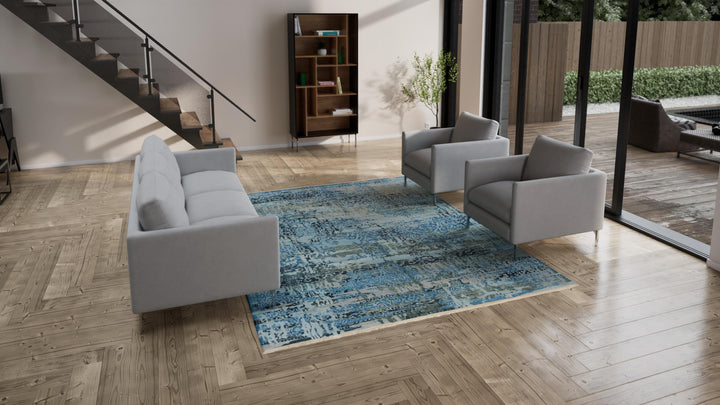 Blue Modern Wool Rug - 8' x 10'3"