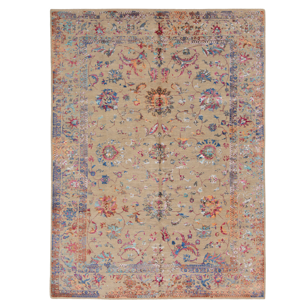 Multicolored Modern Wool Blend Rug - 9'1" x 12'2"