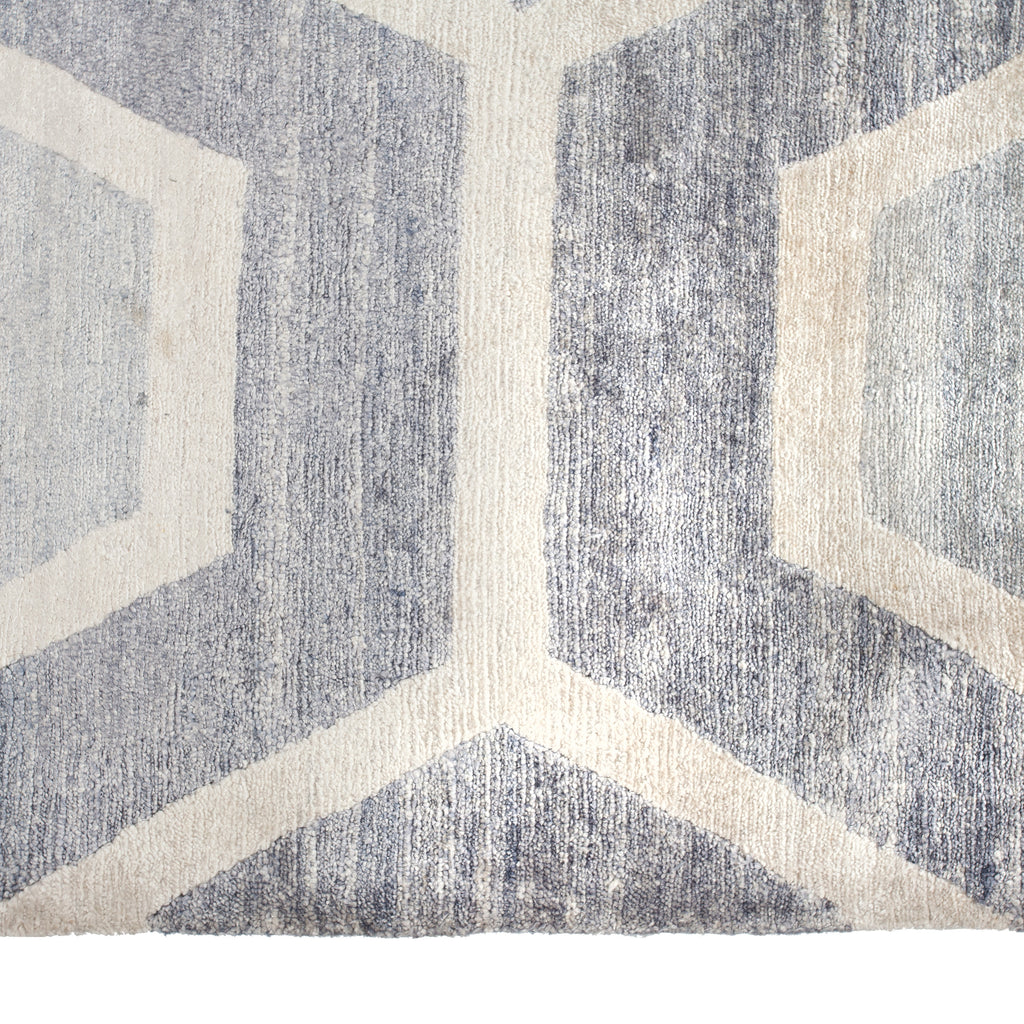 Grey Geometric Modern Art Silk Rug 9' x 12'3"