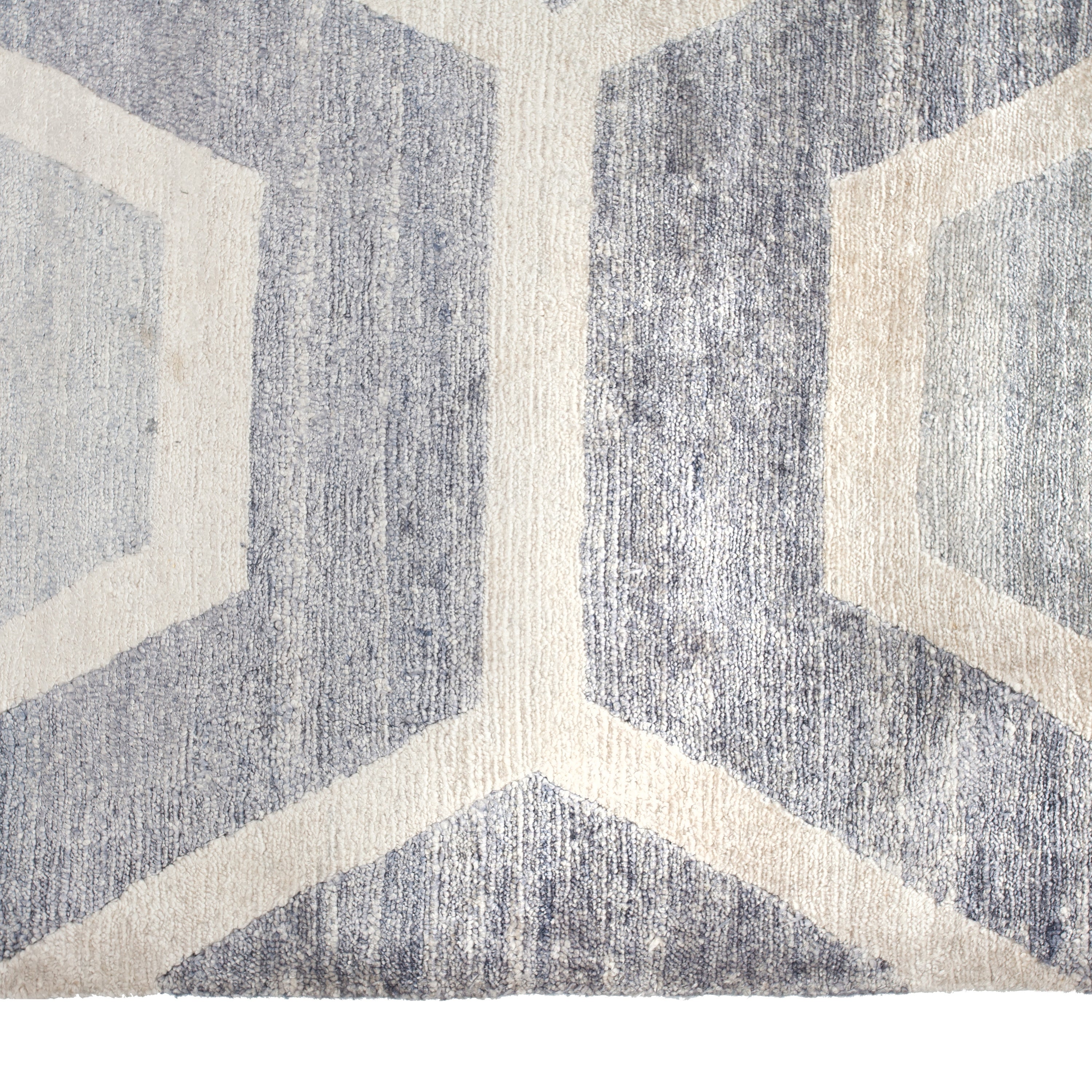Grey Geometric Modern Art Silk Rug 9' x 12'3"