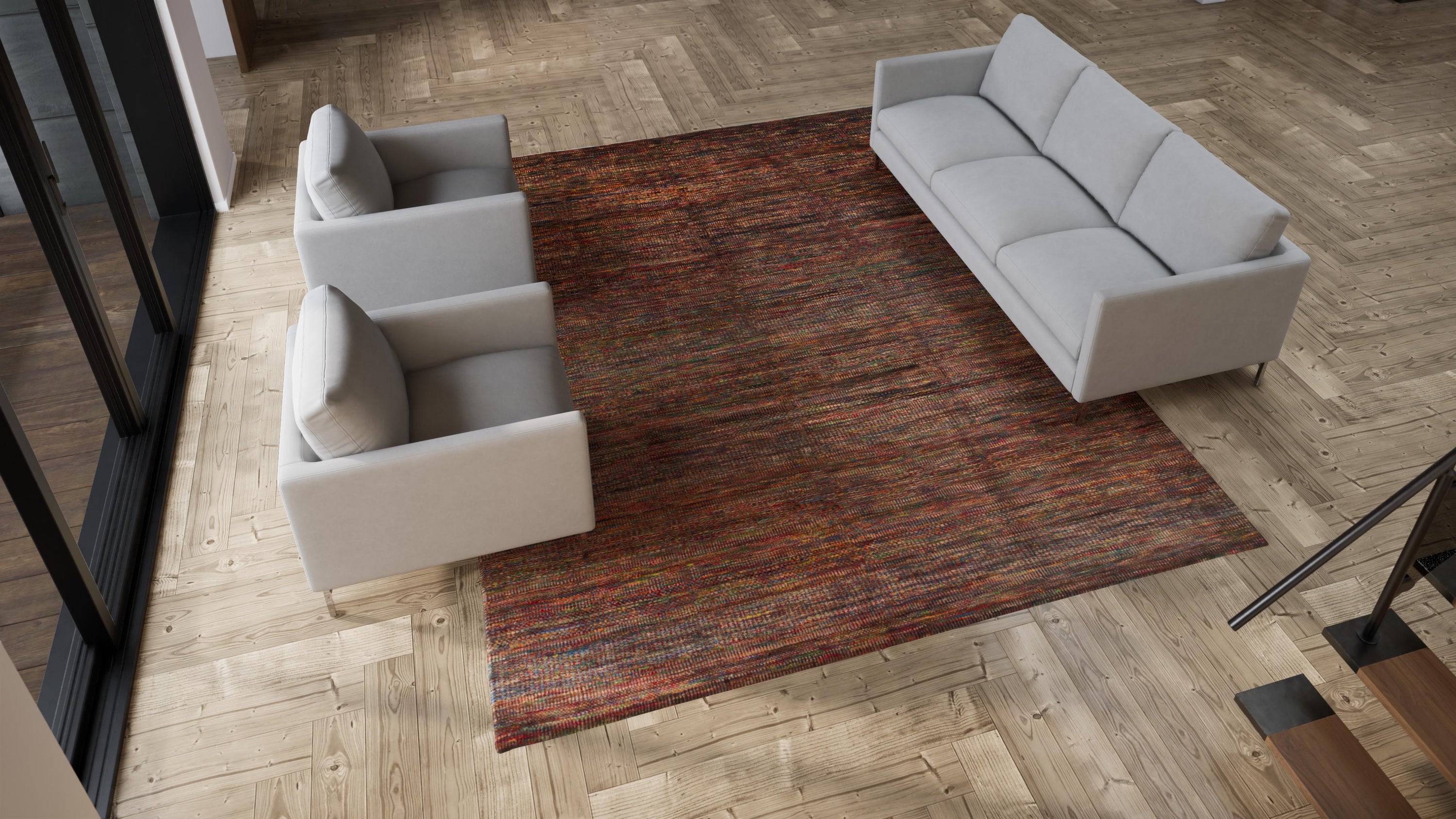 Rust Modern Wool Blend Rug - 9'3" x 11'10"