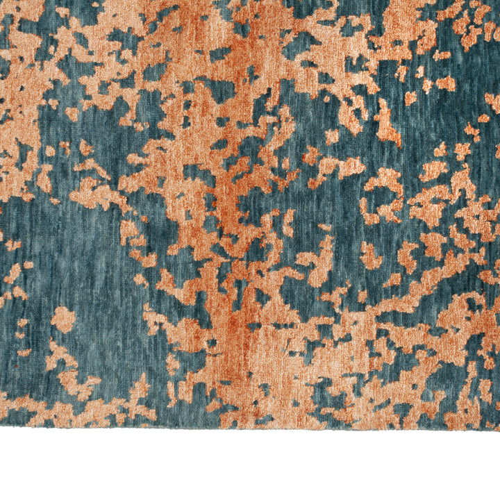 Blue & Orange Modern Wool Blend Rug - 9' x 12'3"